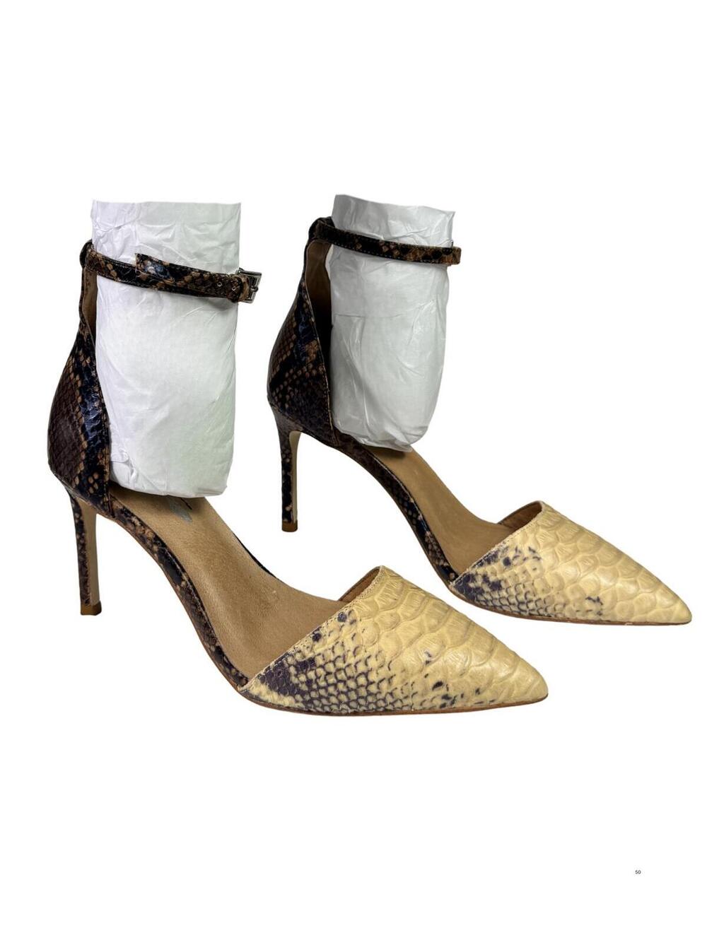Free People Snakeskin Ankle Strap Heels Size 6.5 Pointed Toe Pumps
